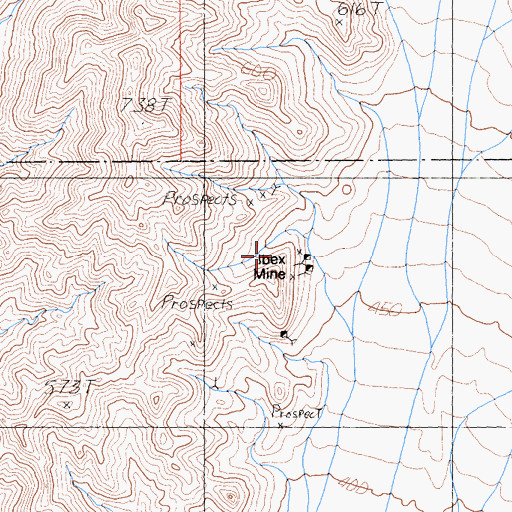 Topographic Map of Ibex Mine, CA