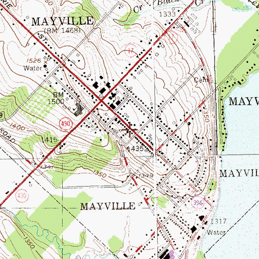 Topographic Map of Mayville United Methodist Church, NY