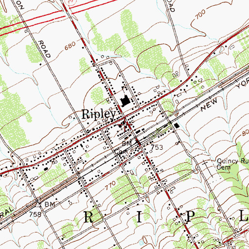 Topographic Map of First Presbyterian Church, NY