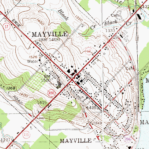 Topographic Map of Chautauqua County Courthouse, NY