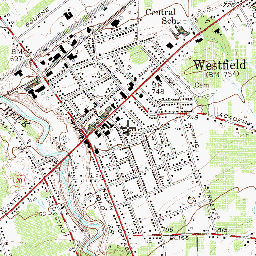 Topographic Map of Saint James Roman Catholic Church, NY