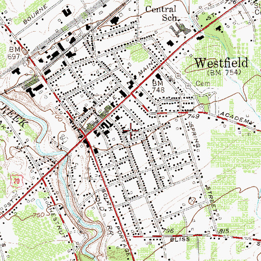 Topographic Map of First Baptist Church, NY