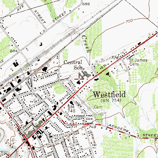 Topographic Map of Westfield Memorial Hospital, NY