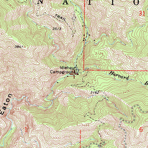 Topographic Map of Idlehour Campground, CA