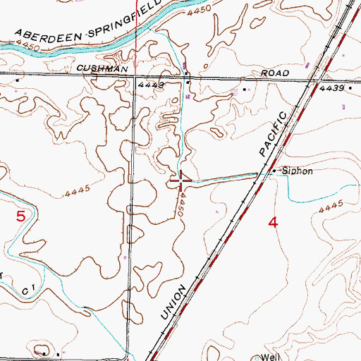 Topographic Map of Lateral 45, ID