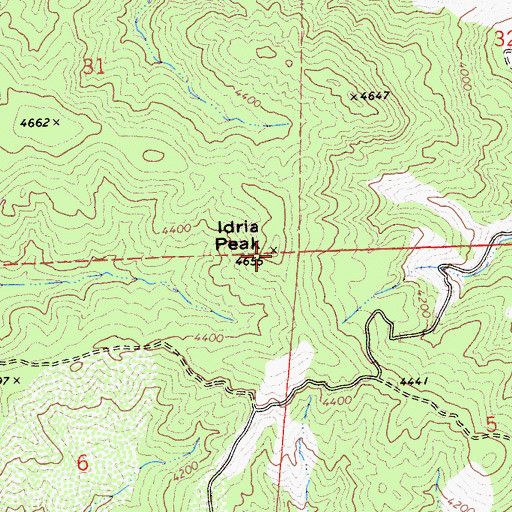 Topographic Map of Idria Peak, CA