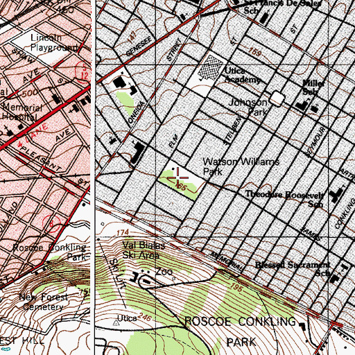 Topographic Map of Watson Williams Elementary School, NY