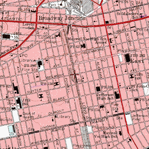 Topographic Map of Eastern Park (historical), NY