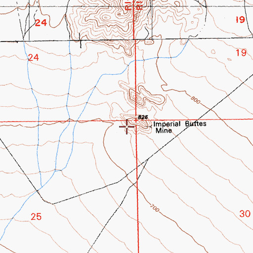 Topographic Map of Imperial Buttes Mine, CA