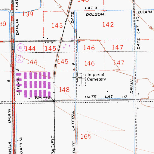 Topographic Map of Imperial Cemetery, CA