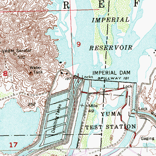 Topographic Map of Imperial Dam, CA