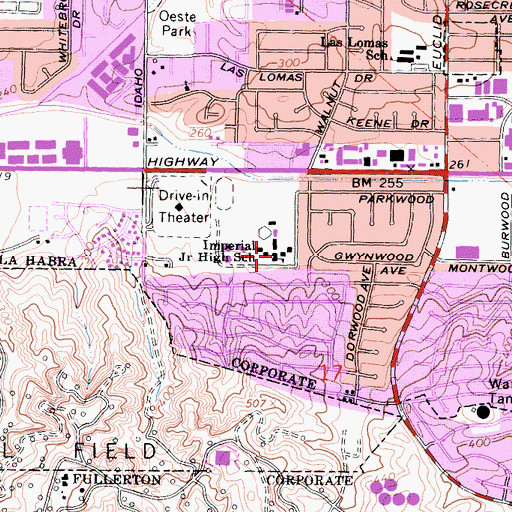 Topographic Map of Imperial Middle School, CA