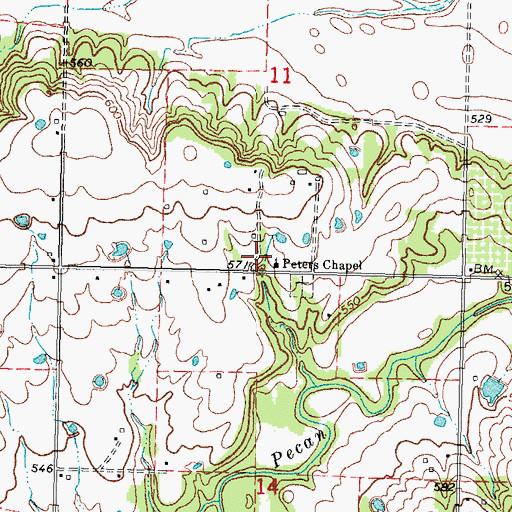 Topographic Map of Creek Agency (historical), OK