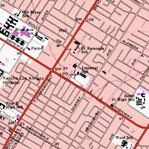 Topographic Map of Imperial Elementary School, CA