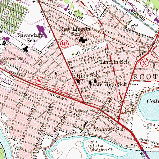Topographic Map of Schenectady Christian School, NY