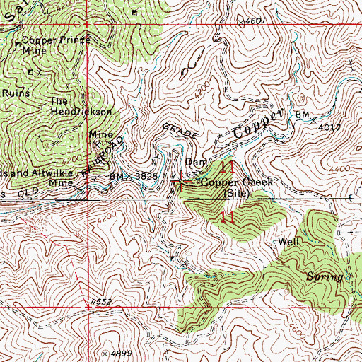 Topographic Map of Copper Creek, AZ