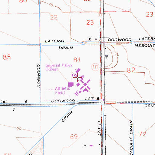 Topographic Map of Imperial Valley College, CA