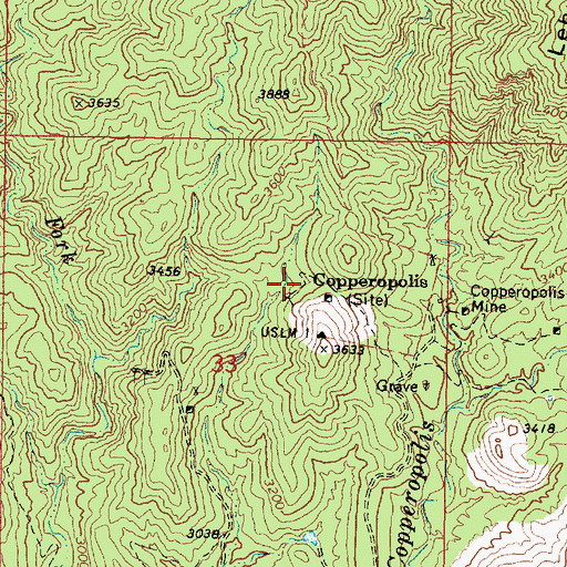 Topographic Map of Copperopolis, AZ