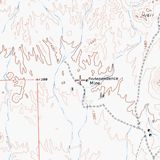 Topographic Map of Independence Mine, CA