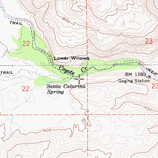 Topographic Map of Indian Creek, CA