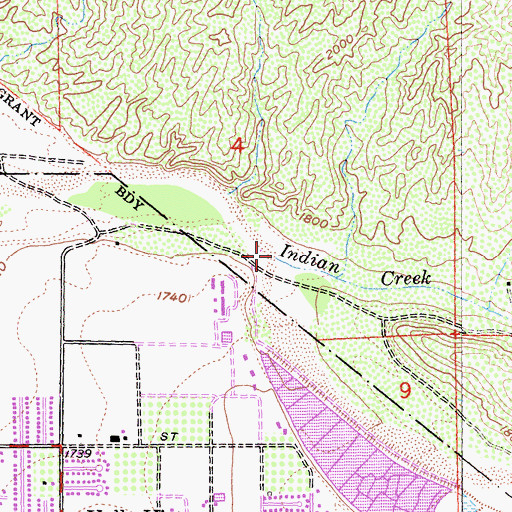Topographic Map of Indian Creek, CA