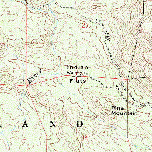 Topographic Map of Indian Flats, CA