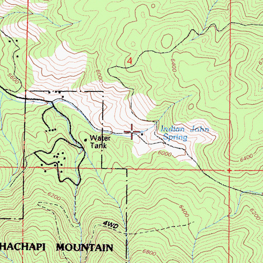 Topographic Map of Indian John Spring, CA