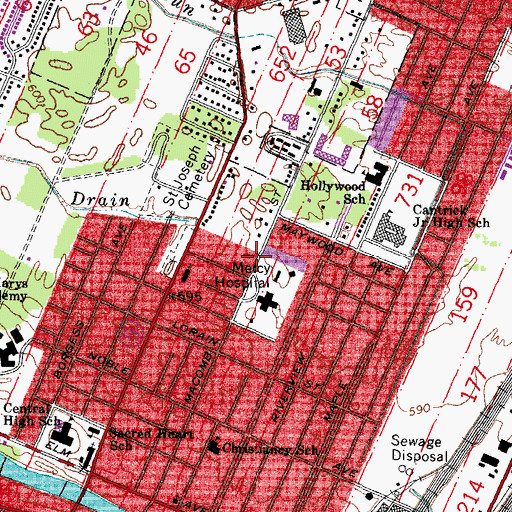 Topographic Map of Maywood Medical Clinic, MI
