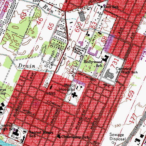 Topographic Map of Monroe Health Center, MI
