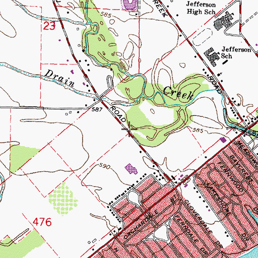 Topographic Map of Frenchtown Dixie Library, MI