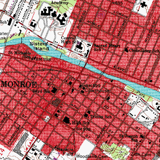 Topographic Map of Dorsh Memorial Library, MI