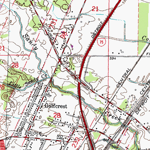 Topographic Map of Robert A Vivian Branch Library, MI