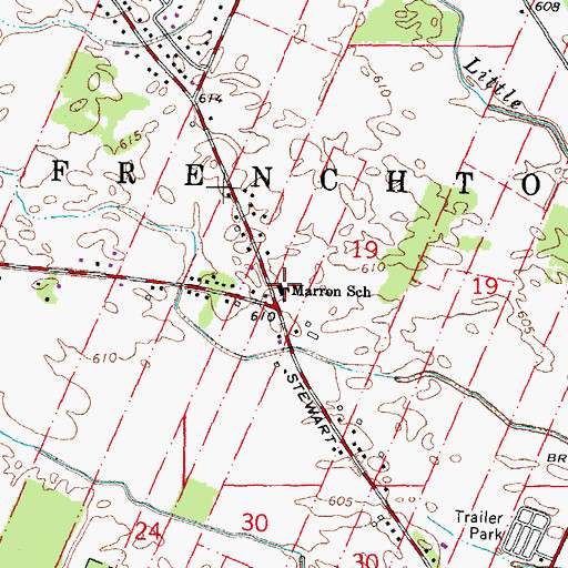 Topographic Map of Blue Bush Library, MI