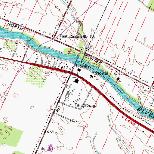 Topographic Map of Ellis Branch Library, MI