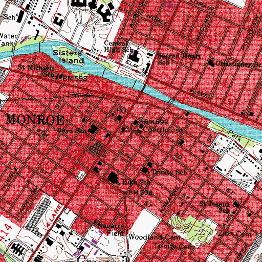 Topographic Map of Monroe County Sheriff's Office, MI