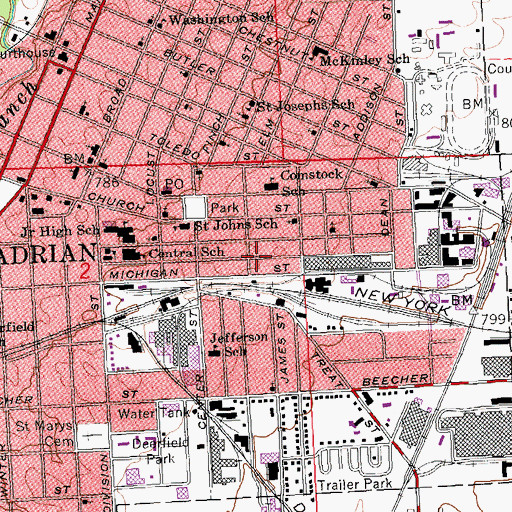 Topographic Map of Erie Street Park, MI