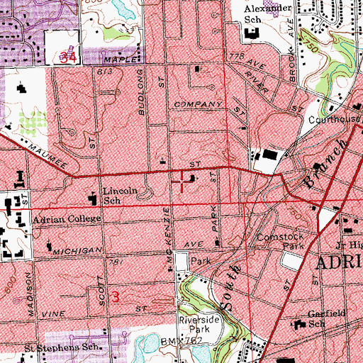 Topographic Map of Berean Baptist Academy, MI