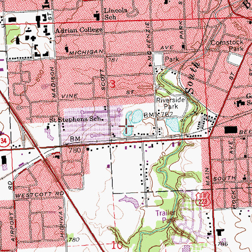 Topographic Map of Burr Park, MI