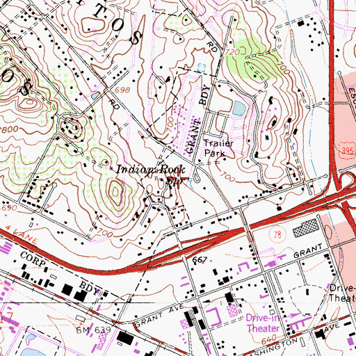 Topographic Map of Indian Rock Spring, CA