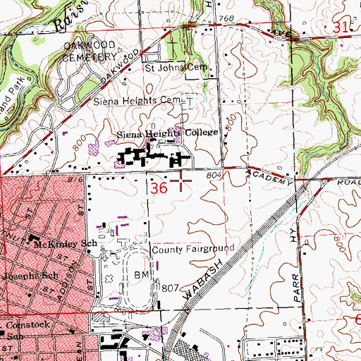 Topographic Map of Saint Joseph Academy Middle School, MI