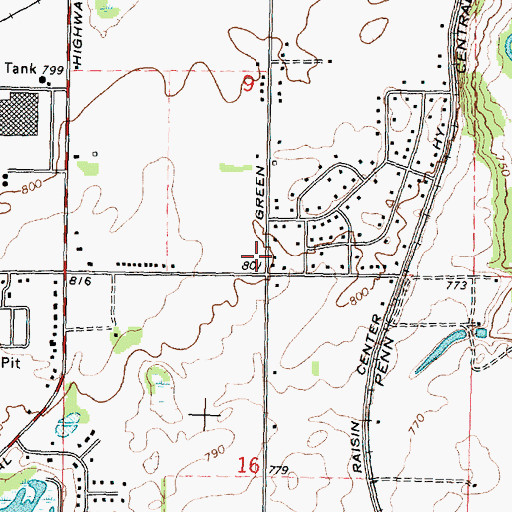 Topographic Map of Mitchell Park, MI