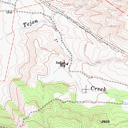 Topographic Map of Indian School, CA