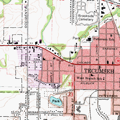 Topographic Map of Sunset Street Park, MI