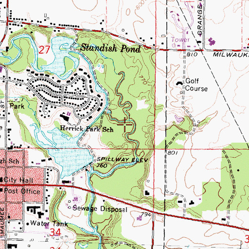 Topographic Map of Indian Crossing Trails Park, MI