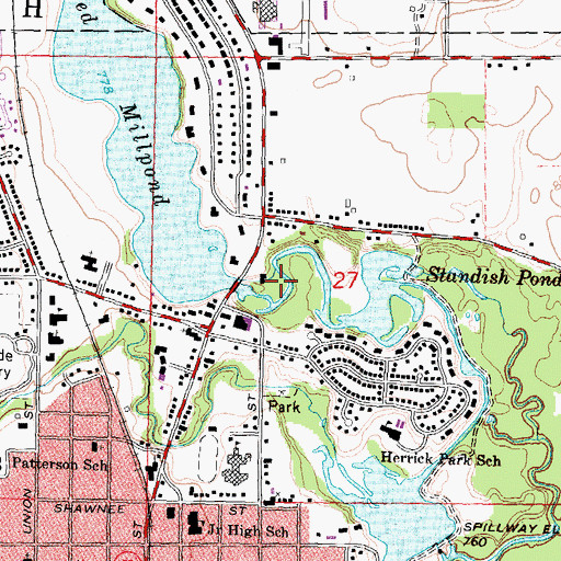 Topographic Map of Evans Park, MI