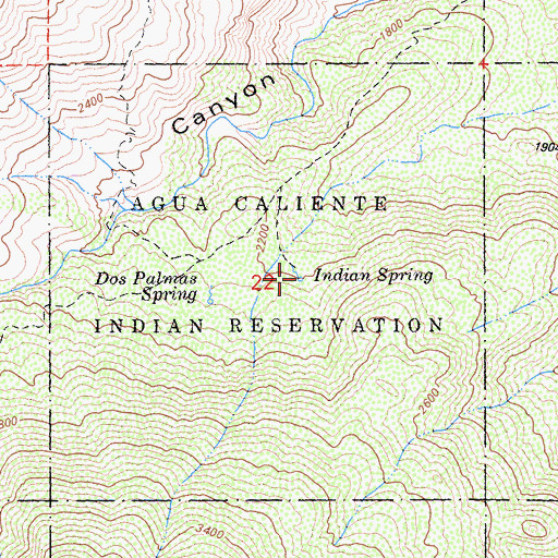 Topographic Map of Indian Spring, CA