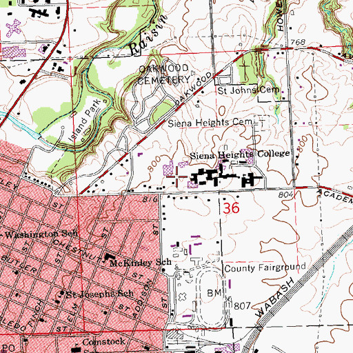 Topographic Map of Dominican Hall, MI