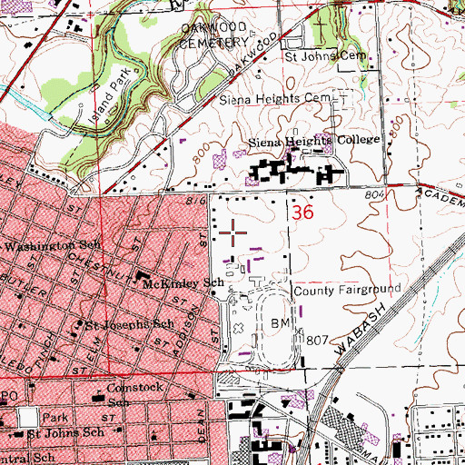 Topographic Map of Christensen Softball Field, MI