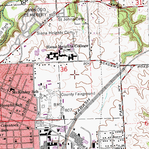 Topographic Map of Zollar Soccer Field, MI