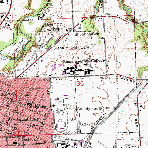 Topographic Map of Lumen Chapel, MI